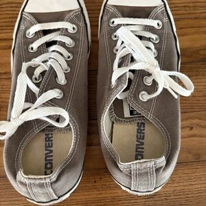 Converse Taupe Canvas Sneakers with White Laces
